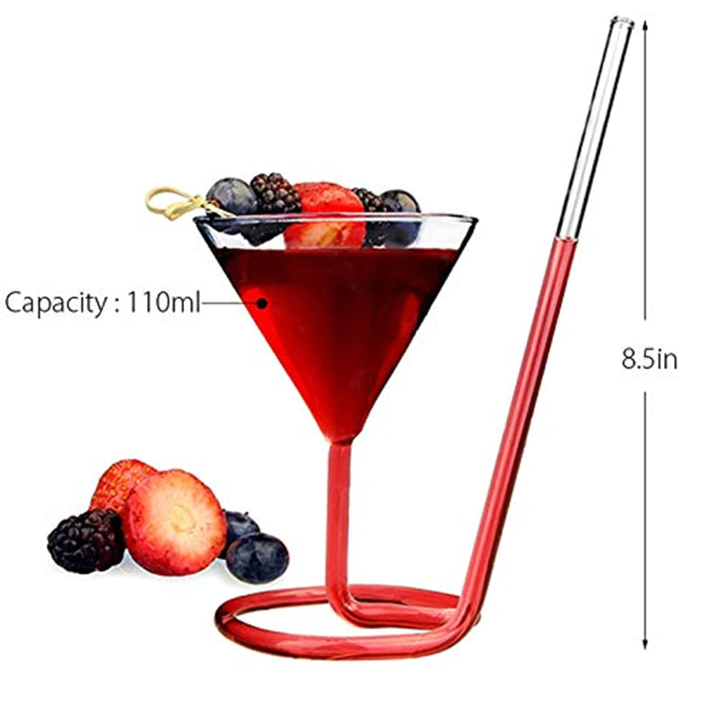 Screw Spiral Straw Cocktail Glass