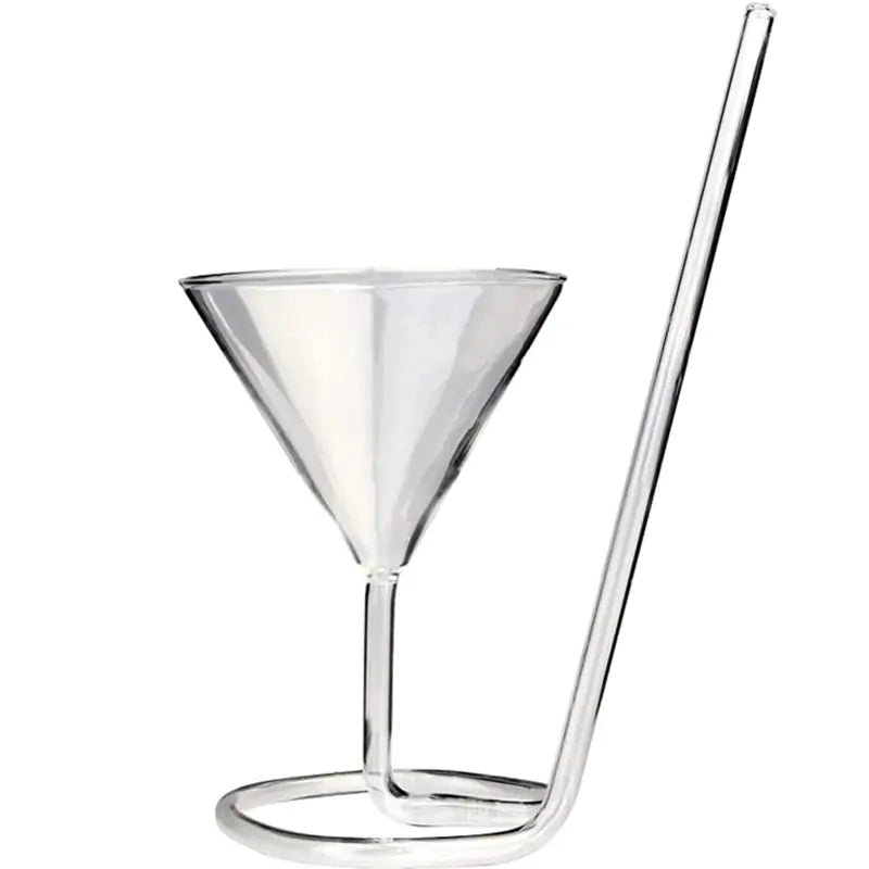 Screw Spiral Straw Cocktail Glass